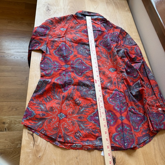 GEORG ROTH SHIRT BUTTON UP BREATHABLE COTTON PAISLEY SEQUINS BOHO CHIC LUXE XL - Picture 10 of 12